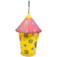 thumbnail image 4 of Northlight 7.75" Red and Yellow Metal Birdhouse with Flowers, 4 of 4