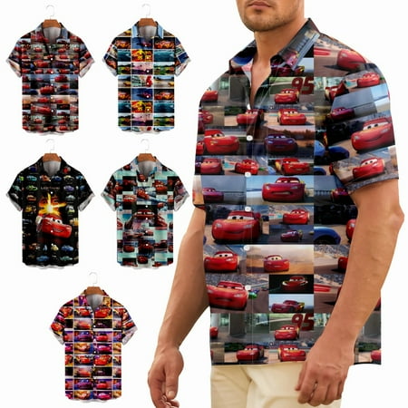 

Teens Mens Car Crewneck Button Down Tops Shirt Comfortable Slim-Fit Clothing Apparel Up to 8XL