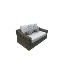 Teva Furniture Monterey Wicker / Rattan Love Seat with Cushion in Brown/Beige