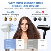 High Speed Hair Dryer - Bopcal 200 Million Negative Ionic Blow Dryer for Hair Care,4 Temps & 2 Speeds,for Home, Travel and Gift Choice(White)