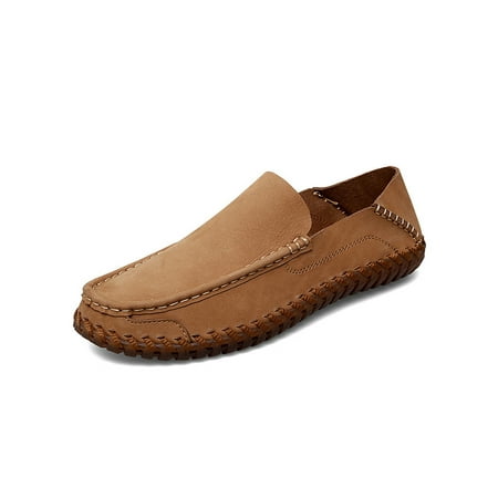 

Gomelly Mens Loafers Slip On Flats Comfort Boat Shoes Non-Slip Dress Shoe Wedding Party Penny Loafer Light Brown 7.5