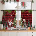thumbnail image 3 of Red Plaid Christmas Sheer Curtains 45 Inches Long, Gnomes Xmas Tree Snowflake Winter Gifts Light Filtering Window Curtains for Living Room, Rod Pocket Voile Sheer Curtain Drapes, 52"Wx45"L, 2 Panels, 3 of 9