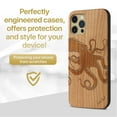thumbnail image 2 of Case Yard Wooden Case Outside Soft TPU Silicone, Slim Fit Shockproof Wood Protective Phone Cover for Girls Boys Men and Women, Supports Wireless Charging Octopus Design case for iPhone-11-Pro, 2 of 7