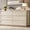 Wood grain color, variant on Retro 6-Drawer Storage Cabinet, MDF Dresser Chest with Waterproof Top, Smooth Glide Drawers, Anti-Tip Device, Large Capacity Organizer, White