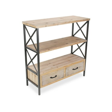 Contemporary Home Living 36.75" Brown and gray 2 Door Cabinet With 2 Tiers Accents Storage Side