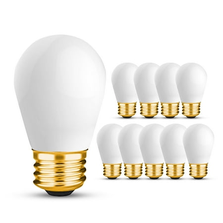 

OhLectric OL-45545 S14 Incandescent Bulbs for Outdoor String Lights - E26 Base 11 Watts 130 Volt - Dimmable Sign Light Bulbs with 5000 Lighting Hours Frost Pack of 10