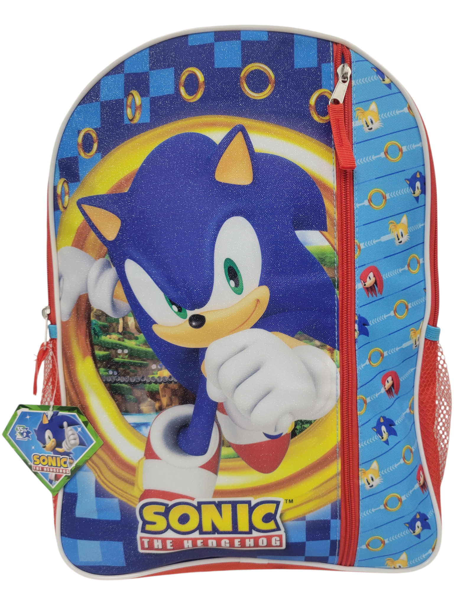 Sonic The Hedgehog Plush Kids School Book Bag, 17 in. Plush
