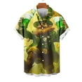 thumbnail image 2 of JURANMO St Patricks Day Mens Tops 3D Print Casual Short Sleeve Button Down Shirt Cute Shamrock Graphic Tees Irish Shirt Yellow XXXL Clearance Sales Today Sales Prime, 2 of 5