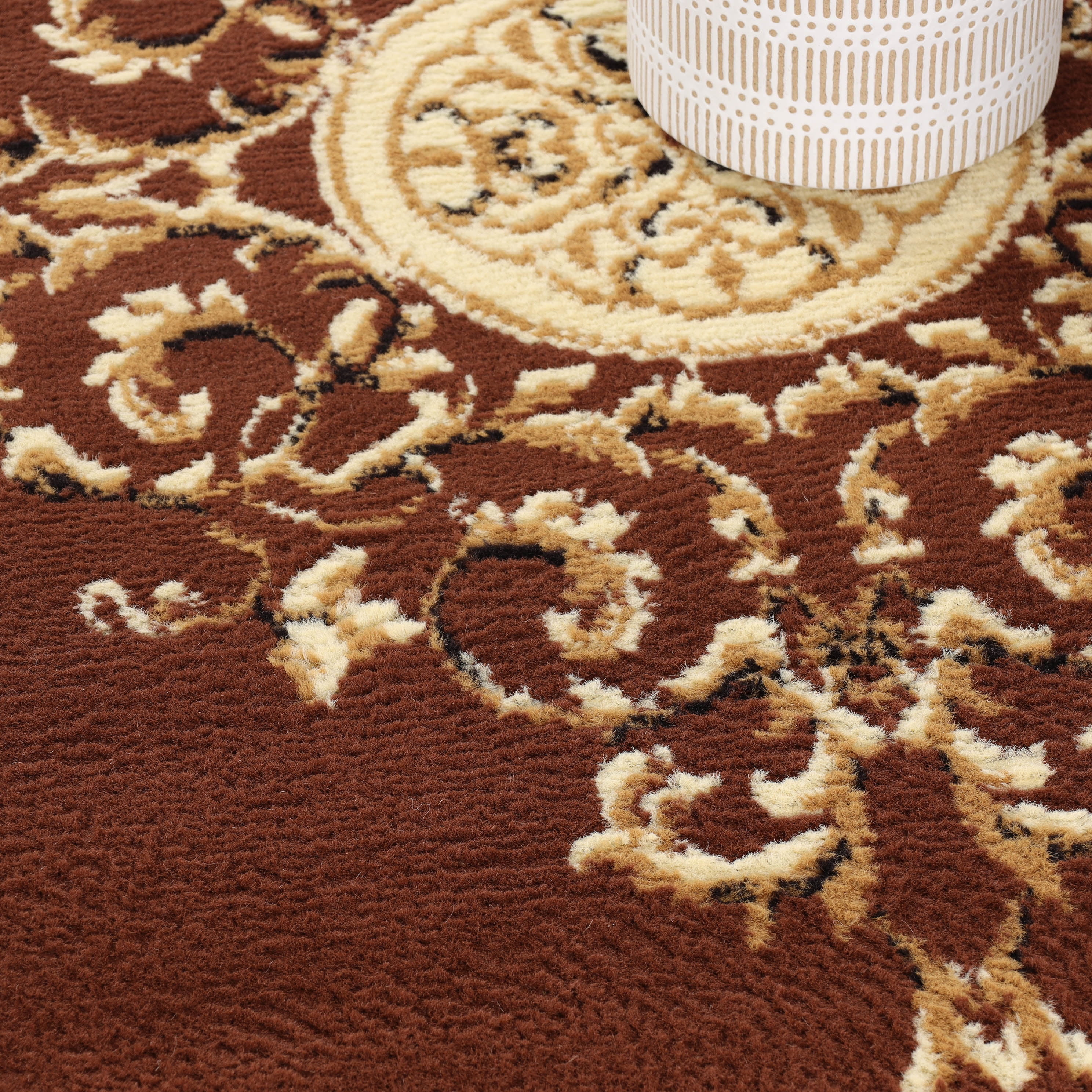 Superior Classic Elegant Floral Medallion Power-Loomed Indoor Area Rug, Toffee, 4' x 6'