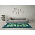 thumbnail image 3 of Ahgly Company Indoor Round Abstract Turquoise Blue Modern Area Rugs, 3' Round, 3 of 4