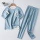thumbnail image 2 of Odeerbi 4-16 Años Niño Niña Pijama Suave de Manga Larga Johns Conjunto de Ropa Interior Térmica Para Dormir Conjunto de Pijama, 2 of 4