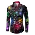 thumbnail image 1 of Chemise Décontractée Imprimée de Noël pour Hommes Chemise à Boutons Col Rabattu Grande Chemise Boutonnée Manches Longues Décontractée, 1 of 2