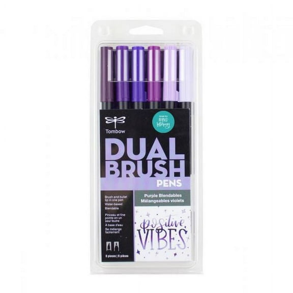 Tombow 56224 Dual Brush Pen Art Markers, Purple Blendables, 6-Pack