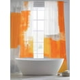 thumbnail image 4 of Burnt Orange Grey Sheer Curtains 84 Inch Length 2 Panels Set, Modern Geometric Oil Painted Abstract Voile Window Treatment Rod Pocket Curtains Sheers Drapes for Bedroom/Living Room/Kitchen 52"x84"x2, 4 of 7