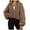 C-Rose Gold250, variant on DHFJKG Women Hoodie Crop Coat Solid Color Zipper Stand Collar Elastic Waisted Oversized Long Sleeve Sweatshirt Cropped Jacket Soft Jackets