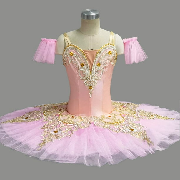 Kids Pink Sequined ballerina ballet TUTU dress children pancake tutu dance  costumes wear clothing Long ballet dress for girls 