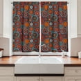 thumbnail image 2 of Ambesonne Mandala Kitchen Curtains, Circular Nested Floral Form, 55"x45", Vermilion Ruby Sky Blue, 2 of 3