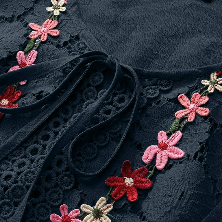 トップス Embroidery Patchwork Shirts DOSUKRAI Embroidered Tops for Women,Peasant Tops for Women