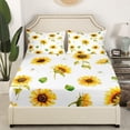 thumbnail image 3 of Sunflowers Bed Sheet Set Floral Print Bed Sheets Yellow Flowers Pattern Sheets Flower Painting Sheet Set Teens Microfiber Full, 3 of 6