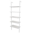 thumbnail image 3 of 5-Shelf Wood Ladder Bookcase with Metal Frame, Industrial 5-Tier Modern Ladder Shelf Wood Shelves,White, 3 of 9