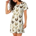 thumbnail image 2 of Honeii Chicken Cartoon Print Women's Loose Short Sleeve Nightgown, Soft Cotton Sleepwear, Comfy Loose Fit Pajama Dress for Sleep and Lounge, 2 of 6