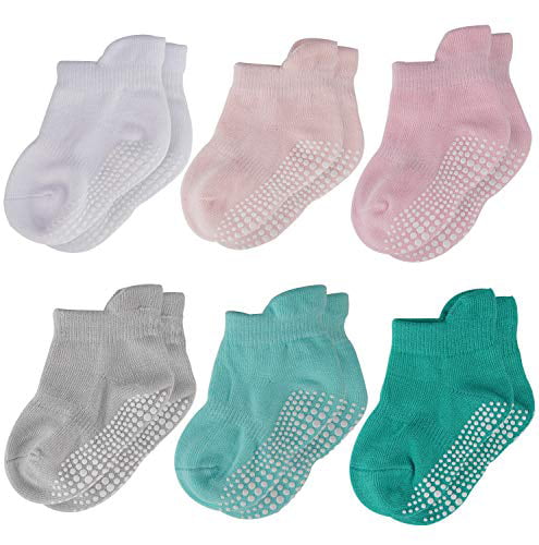WELMOR Baby Toddlers Anti Skid Grip Ankle Socks for Infant Newborn Kids Boys Girls-6&12 Pack