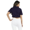 thumbnail image 5 of Bimba Womens Henley Crop Top With Collar Solid Elastic Hem Crop Tee Blouse, 5 of 7