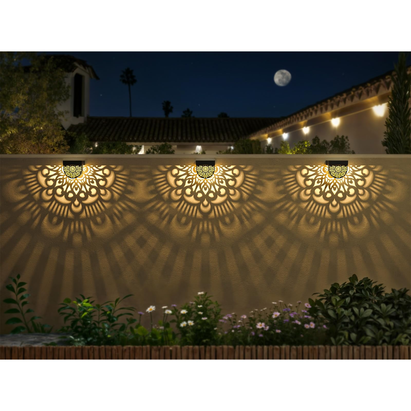 Solar Fence Lights Outdoor Moon Solar Step Wall Lights Garden Decor(pack of 6)