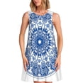 thumbnail image 1 of Fotbe Blue Watercolor Vestido de Verano sin Mangas para Mujer – Vestido Midi Línea A, Estilo Camiseta Floral, Vestido Playero Casual y Fluido, 1 of 7