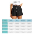 thumbnail image 5 of Pantalones cortos de cintura alta Botón detallado elástico Pantalones cortos de playa suaves y transpirables para mujeres Niñas Vacaciones Negro M, 5 of 5