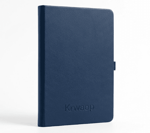 Krwaop A5 Debossed Notebook Navy Blue Fine-Grain Leatherette Journal for Work