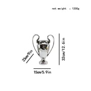 32cm/12inch 2024 European PSG Champions Soccer Trophy Awards Cup Football Cup Fans Souvenir with Keychain Engraving Champion Team Name),Silver,European League Champion