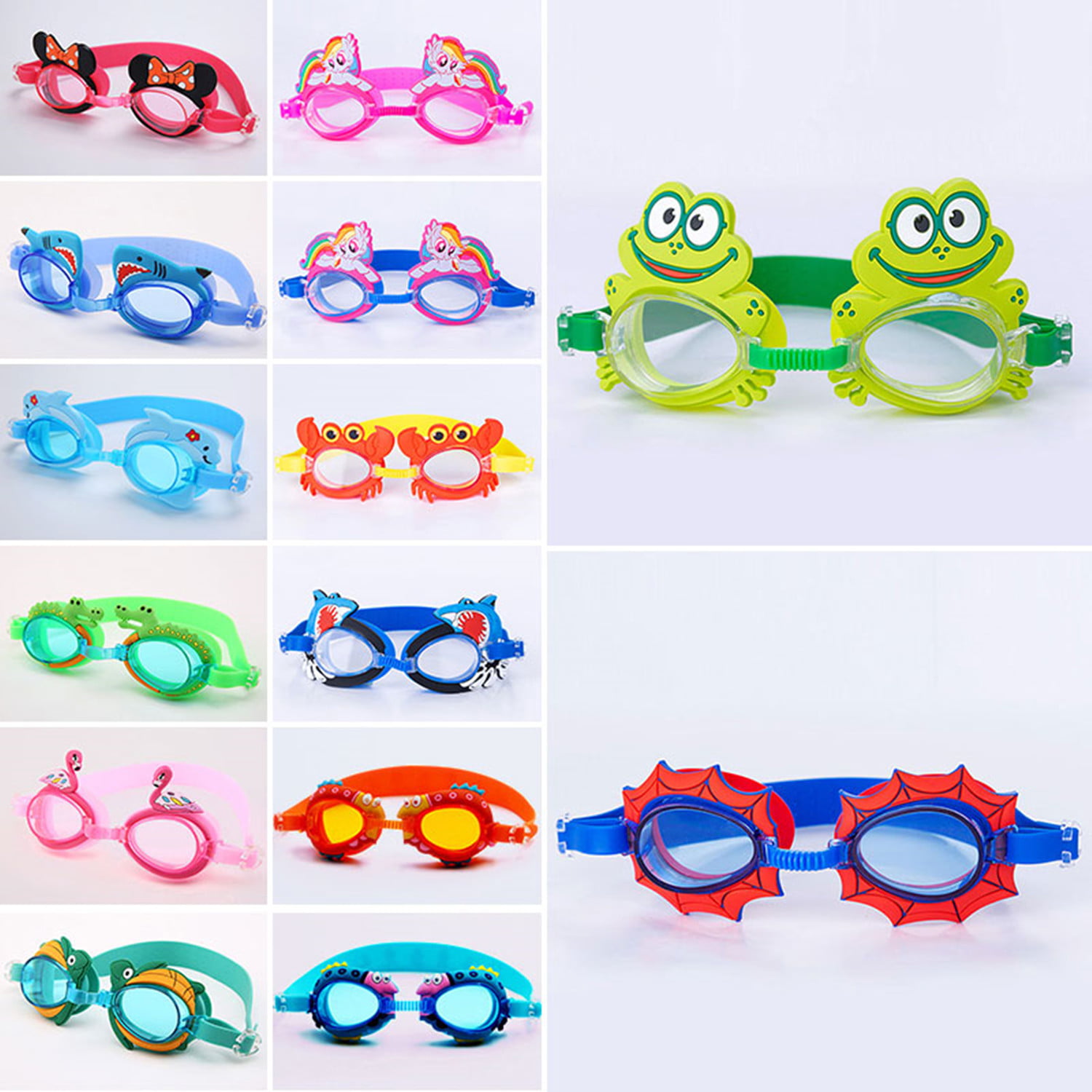 Swimming Goggles Anti-fog Swim UV Glasses Adjustable Kids Children Boys Girls 
