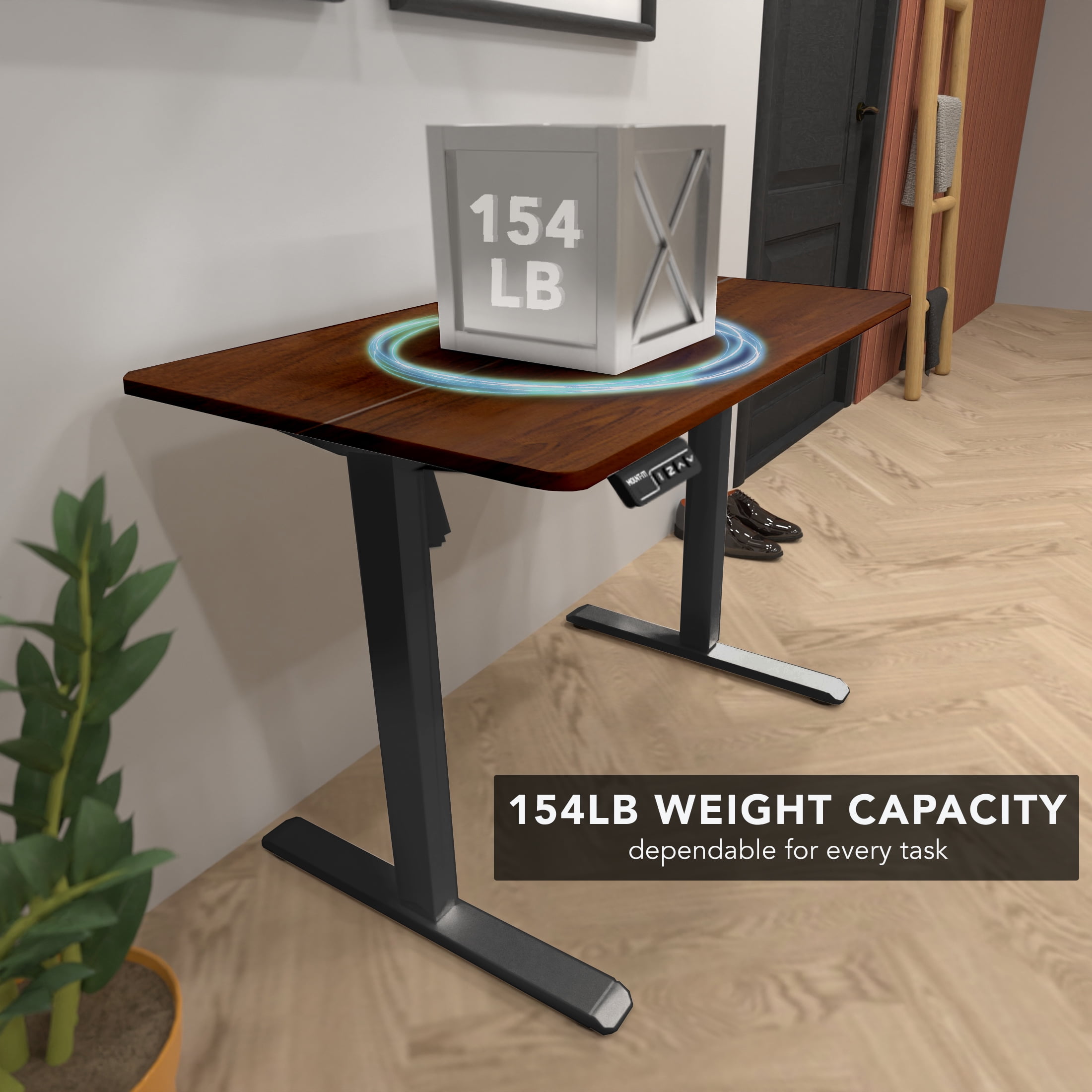 Mount-It! Electric Standing Desk with 40" x 24" Tabletop - Compact Sit Stand Desk with Memory Presets, Home Office Workstation, Brown