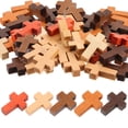 thumbnail image 1 of FELTECHELECTR 50 piezas de dijes de joyería en forma de cruz, dijes colgantes de cruz de madera, mini colgantes de cruz para joyería, 1 of 3