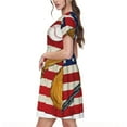 thumbnail image 2 of Fotbe Robe Motif Drapeau Américain et Baseball Décontractée Mode Femme Manches Courtes Robe Maxi Robe T-Shirt Rayée Longue à Blocs de Couleur, 2 of 6