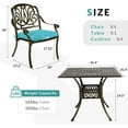 thumbnail image 2 of MEETWARM 5-Piece Outdoor Patio Dining Set, All-Weather Cast Aluminum Patio Conversation Set for Backyard Garden Deck with 4 Chairs, 4 Cushions and 35.4" Square Table, 2.2" Umbrella Hole, Ocean Blue, 2 of 7