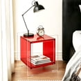 thumbnail image 2 of 2 Tier Clear Acrylic End Side Table Bedside Table Nightstand Open Storage for Living Room Bedroom, Red Color, 2 of 12