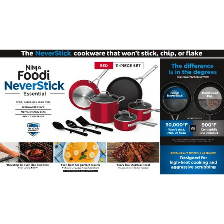Ninja Foodi NeverStick Essential 11pc Nonstick Cookware Set - Red 11 ct