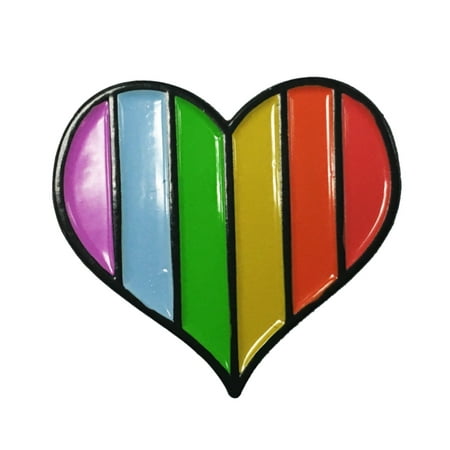 Striped Rainbow Heart LGBT Pride Gay Lesbian Gamer Pixel Enamel Lapel Pin