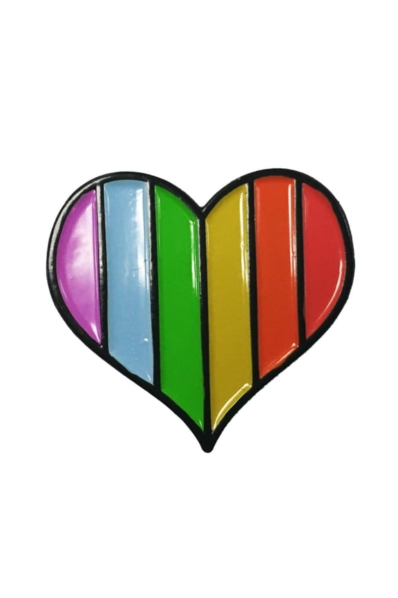 Striped Rainbow Heart LGBT Pride Gay Lesbian Gamer Pixel Enamel Lapel Pin