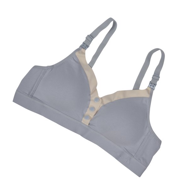 Yajisi Wireless Nursing Bra V Shape Breastfeeding Breathable Maternity Bra Front Button Blue M (34/75, 7.87 inches / 20 cm length)