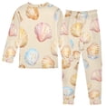 thumbnail image 2 of FORMRS Long Sleeve Top and Pants Pajama Set for Niños 2-Piece Sleepwear, Sizes 18M-8Y, Watercolor Seashell, 2 of 6