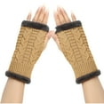 thumbnail image 1 of Guantes de invierno para mujer, calentadores de muñecas y brazos, de punto liso, largos, sin dedos, manoplas para mujer, 1 of 4
