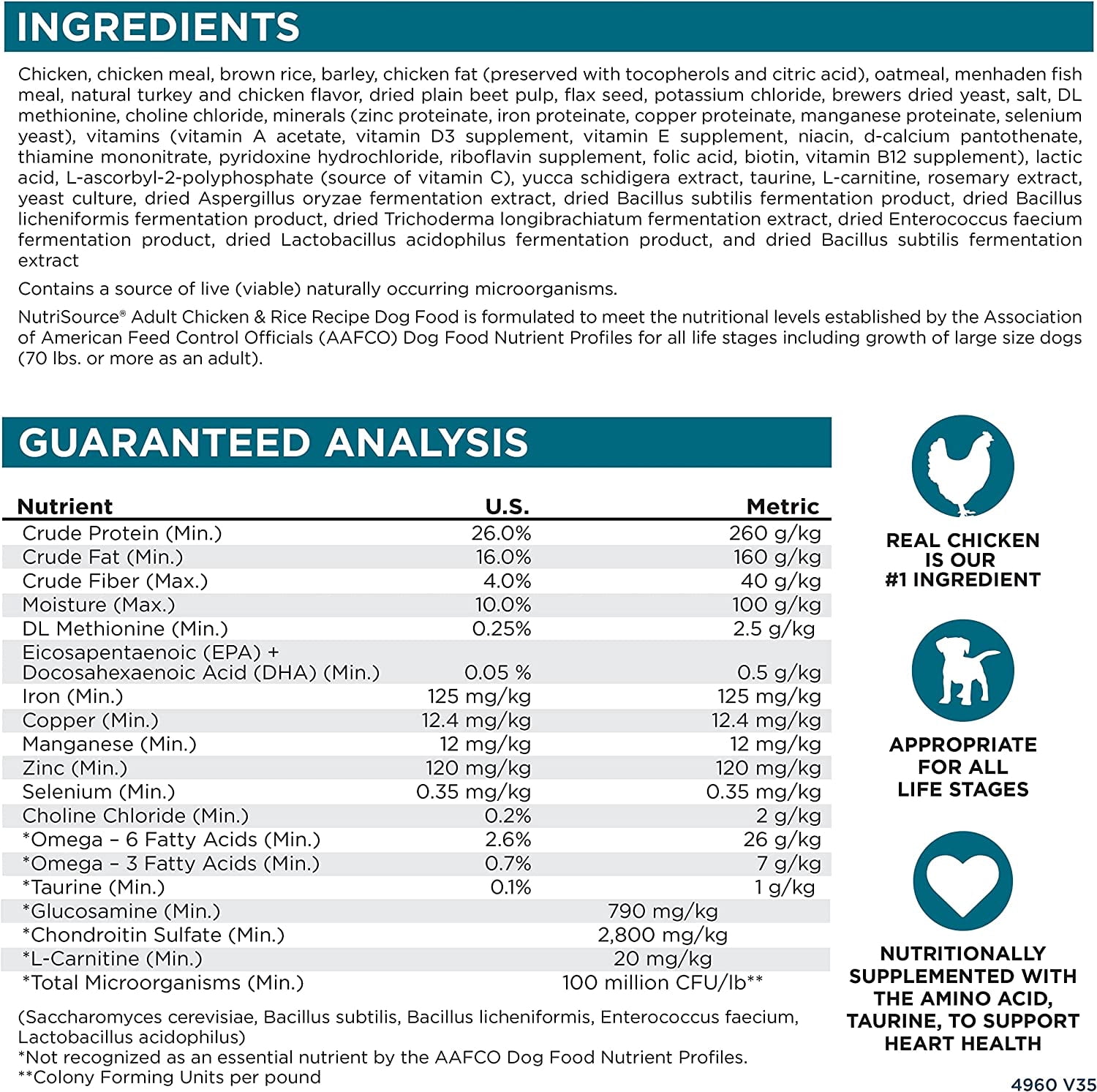 NutriSource 26010 Dry Dog Food, Adult, Chicken, 26 Lbs. - Quantity 1