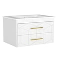 thumbnail image 1 of Modern Floating Bathroom Vanity Set, Wall Mounted Cabinet with Large Soft-Close Drawer and Gold Handle, Space-Saving Design, 1 of 7