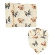 Swaddle & Bandana Bib Set - Frenchie vs Pug
