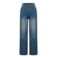 thumbnail image 4 of Women's Casual Straight Leg Jeans with Button Pockets for Daily Wear, 4 of 5