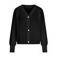 thumbnail image 3 of Womens Oversized Cardigans Soft Knit Cardigan Sweater with Pockets Ndbuld Casual Women Casual Solid Long Sleeve Button Sweater Ladies Outwear Christmas Deals Black M, 3 of 5