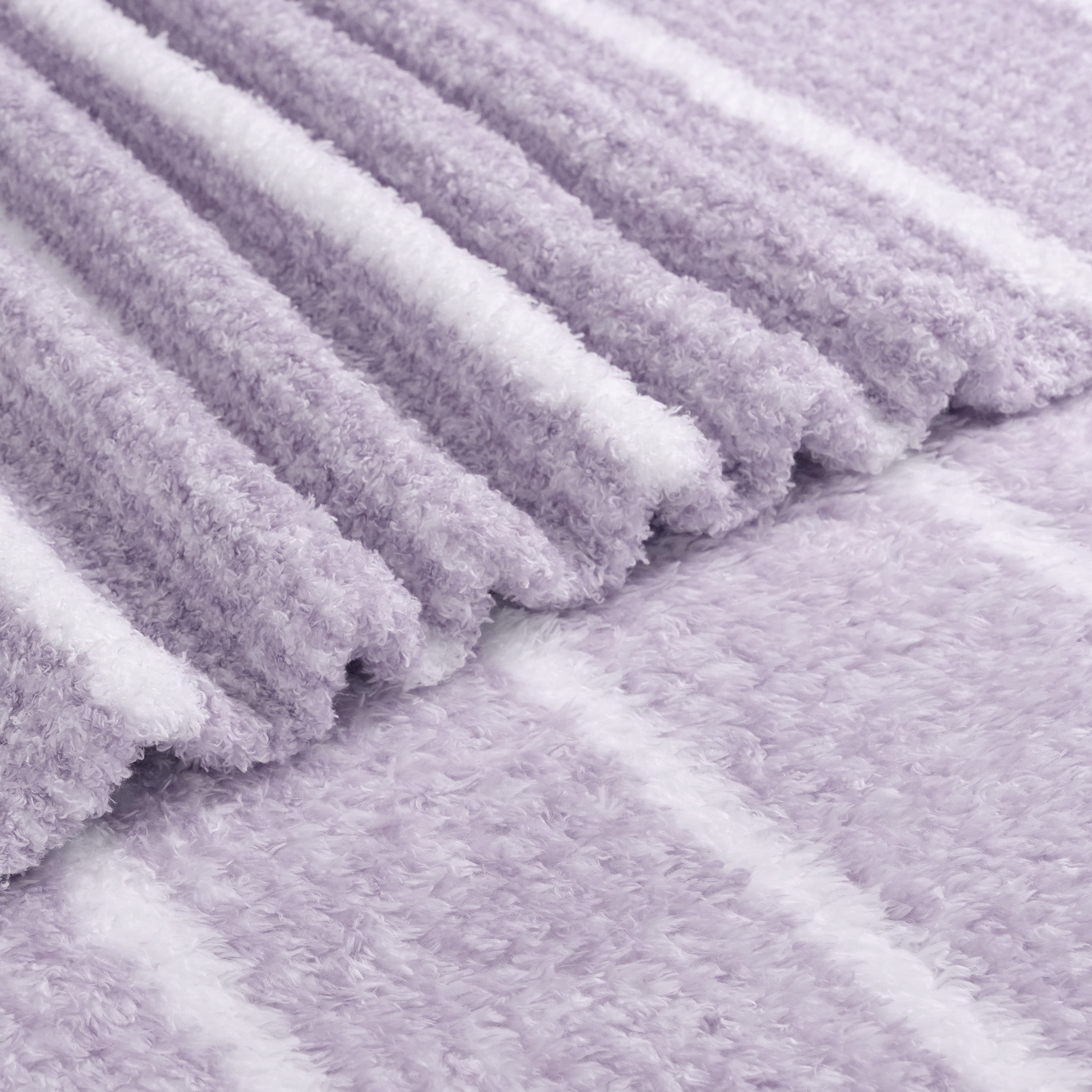 Regal Living Ultra Soft Cozy Knit Throw Blanket, Gray Purple Stripe, 90" x 90"